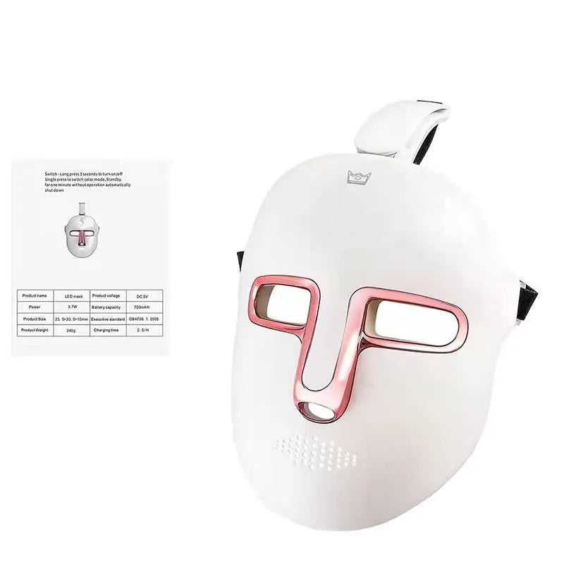 Black and gold hard shell IPL LED photon facial beauty mask with headband and touch screen.