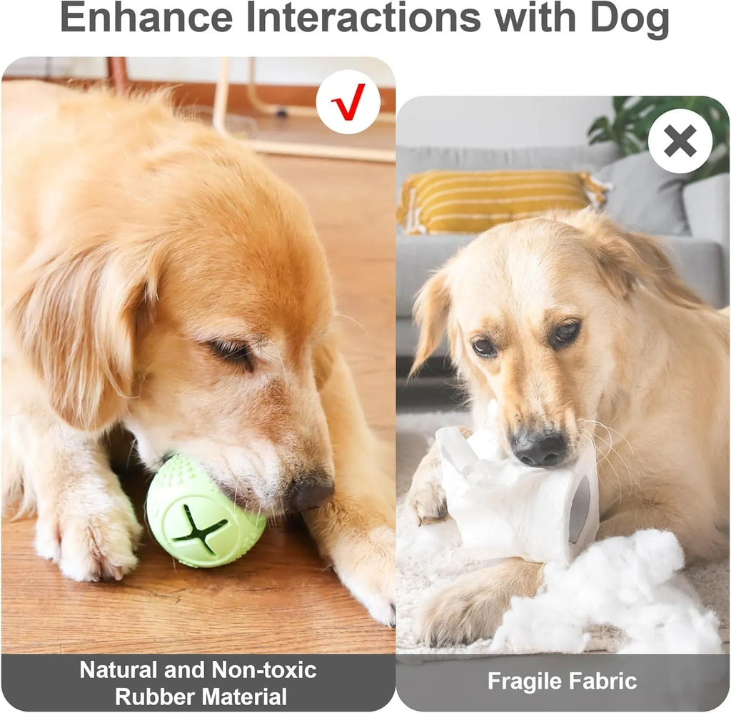 Natural rubber bone-shaped dog chew toy in blue, green, and orange colours