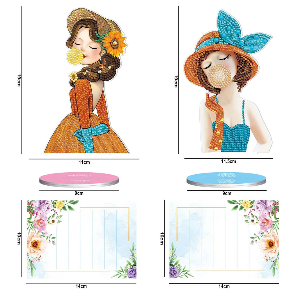 American style handmade diamond painting note clip with frameless decorative art on desktop