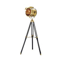 LED tripod floor lamp with stainless steel shade and adjustable height in chrome finish