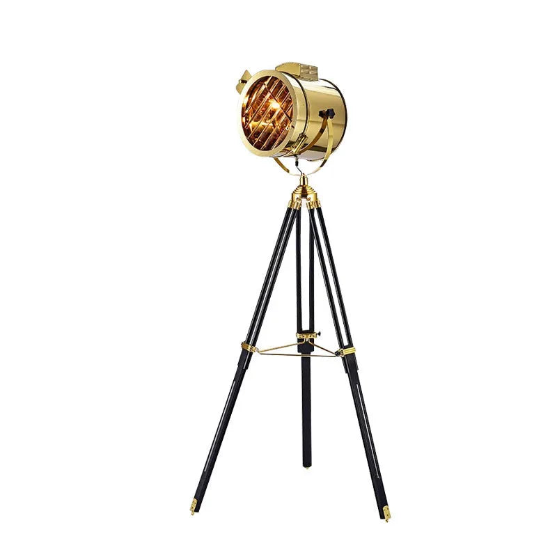 LED tripod floor lamp with stainless steel shade and adjustable height in chrome finish