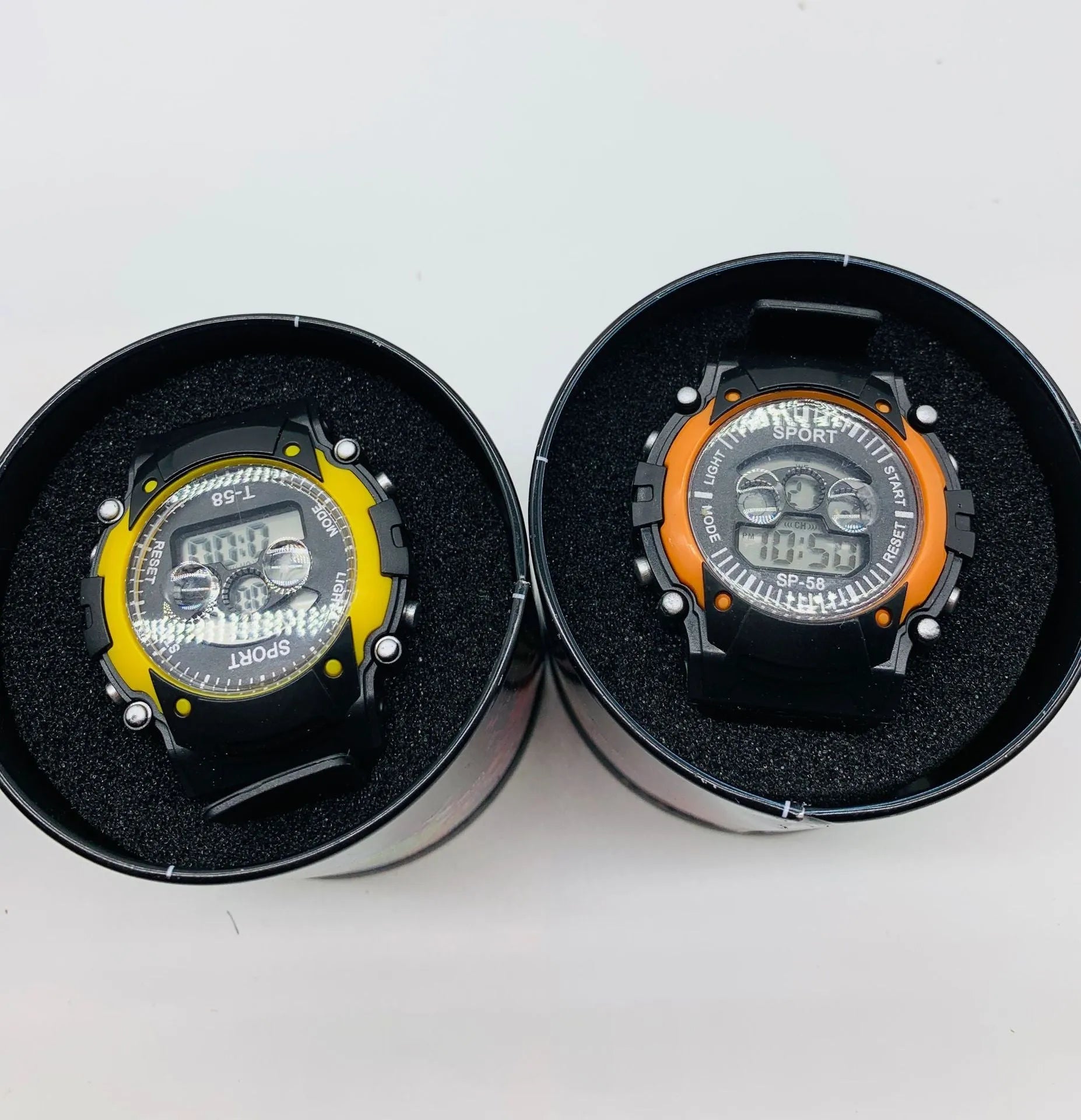 Digital sports watch for students with mixed colours, silicone strap, and waterproof construction