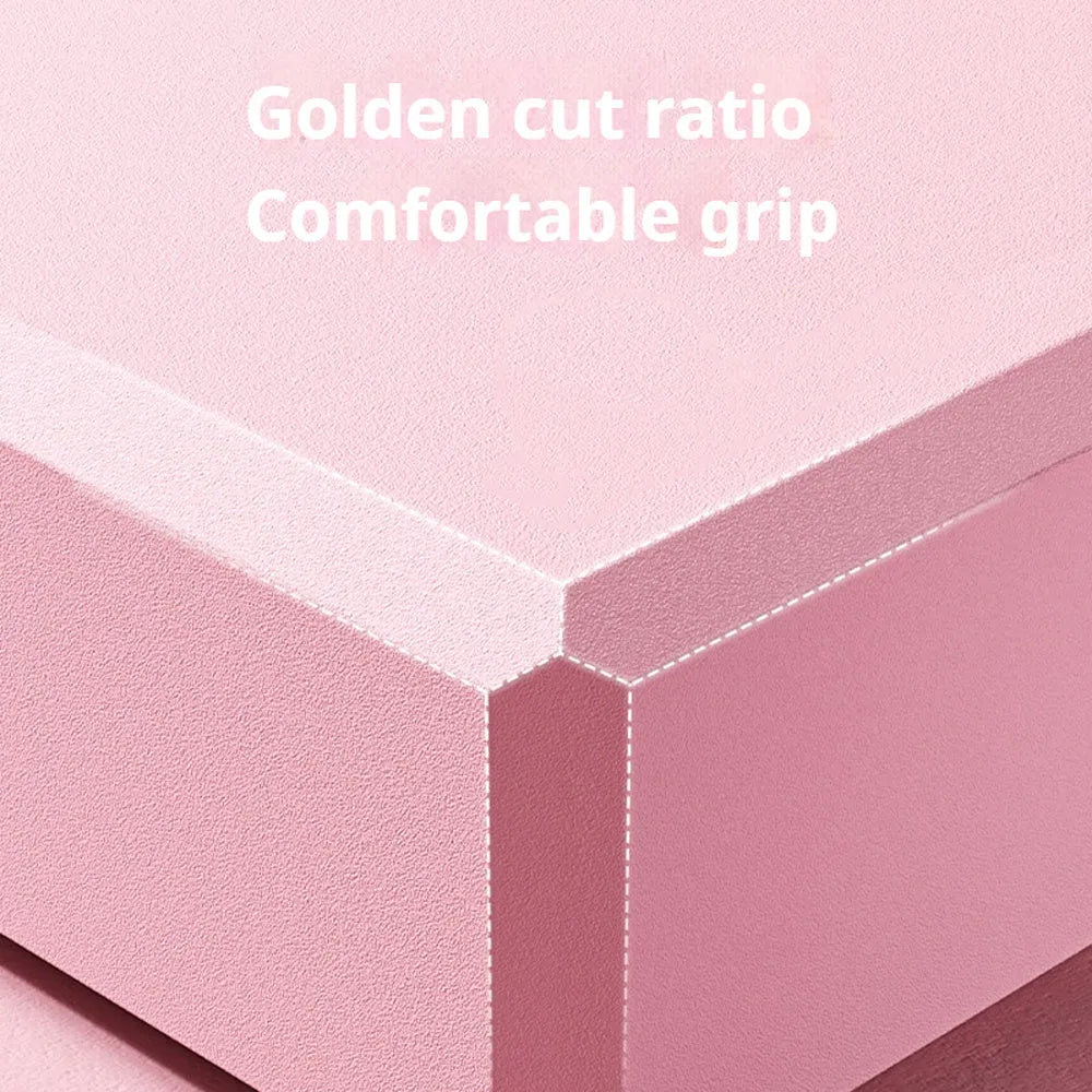 Solid colour EVA foam yoga training block with ridge grip design 23x15x7.6cm