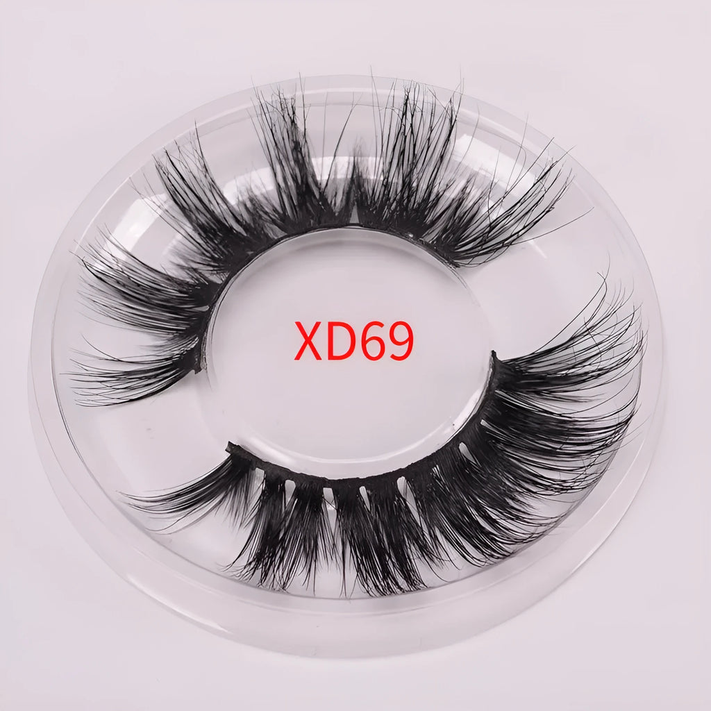 Affectionate brand 5D false eyelashes made from natural mink hair, shown with a dual-ended brush and a black hair cap.