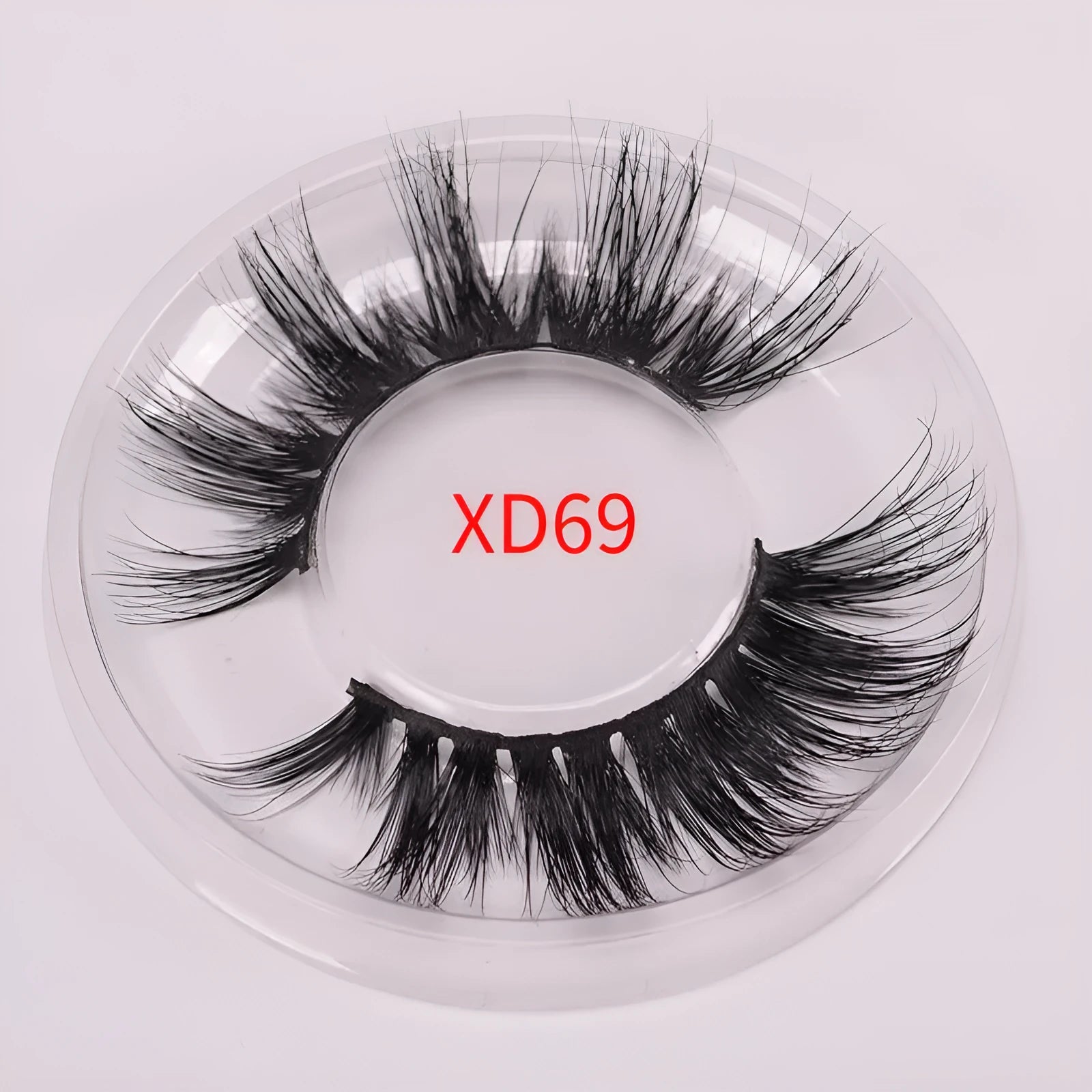 Affectionate brand 5D false eyelashes made from natural mink hair, shown with a dual-ended brush and a black hair cap.