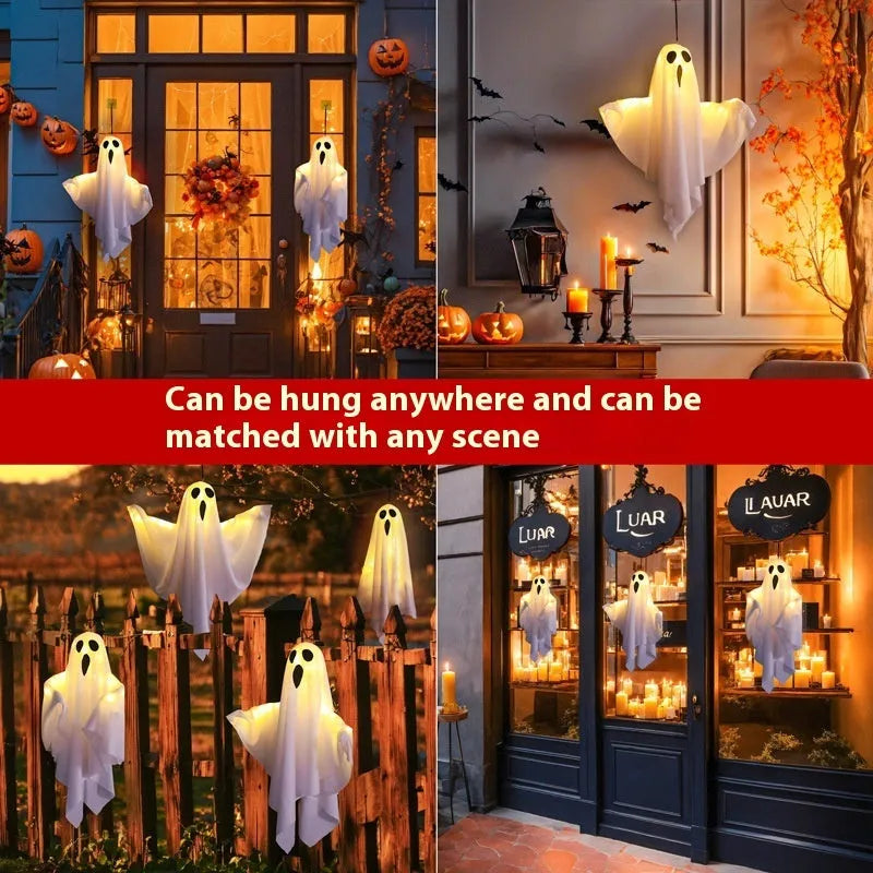 White ghost scream Halloween light with cloth construction for indoor party decoration