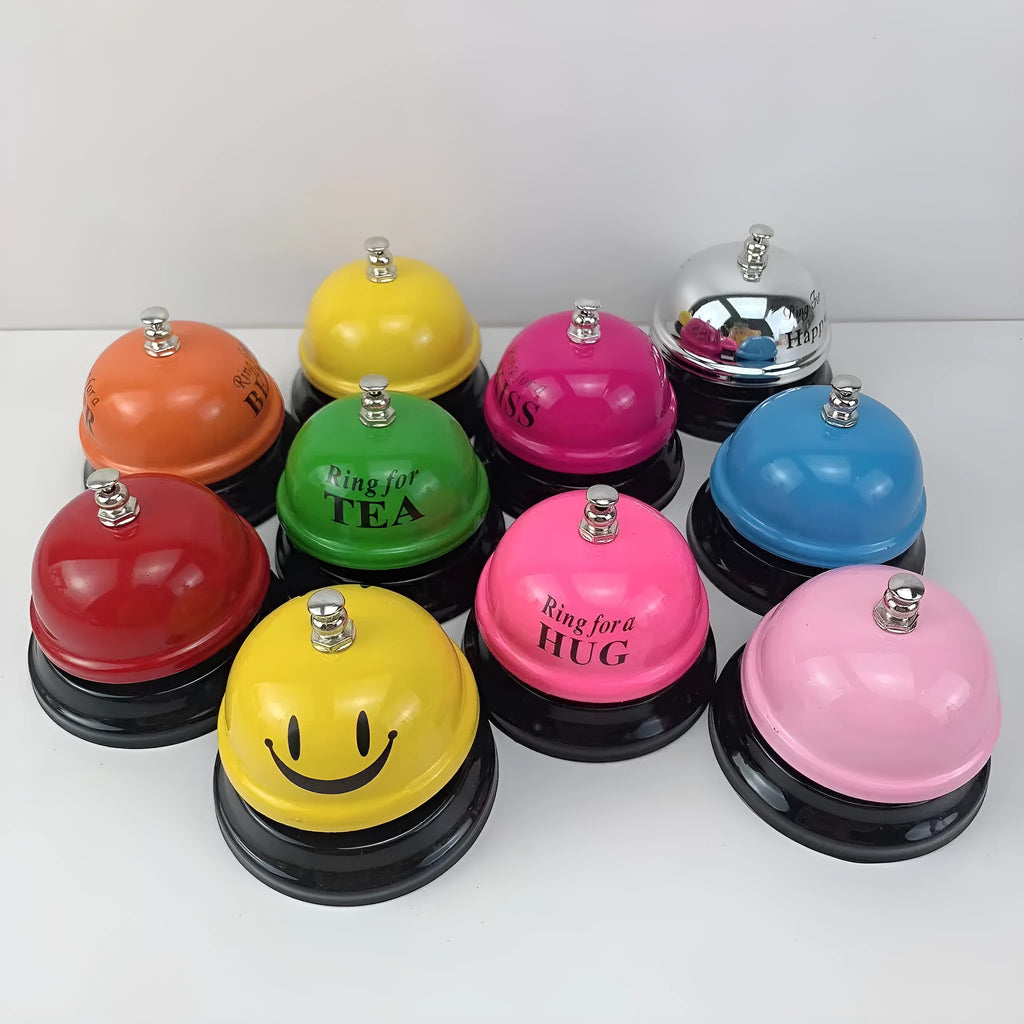 Iron student class game bell and restaurant serving bell available in multiple colours