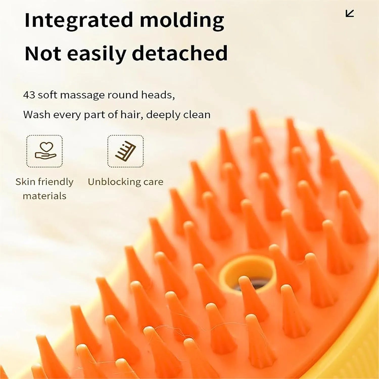 Green rechargeable cat grooming brush with silicone bristles showing round teeth and cat paw shaped ends