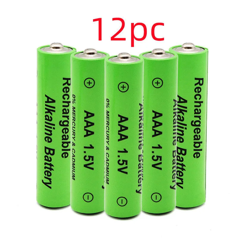 Pack of green AA alkaline rechargeable batteries with 3000mAh capacity and 1000 cycle rating.