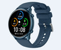 Round smart sports watch with touch screen and silicone strap showing heart rate display