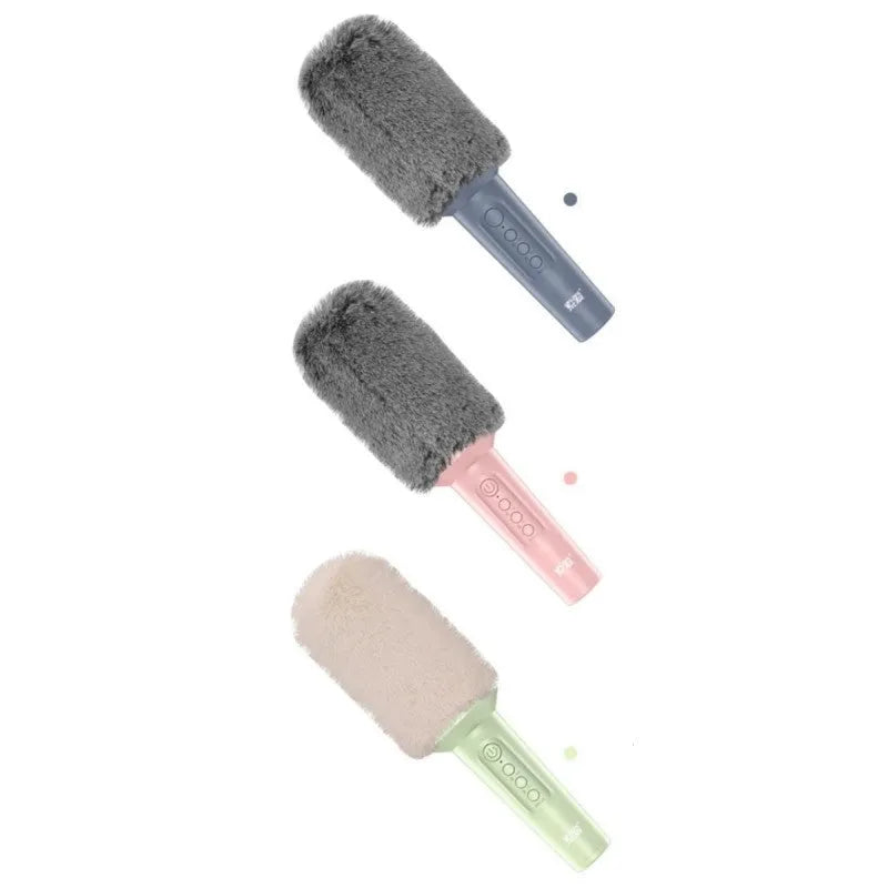 Wireless Bluetooth karaoke microphone in pink, blue, or green colours with USB connection