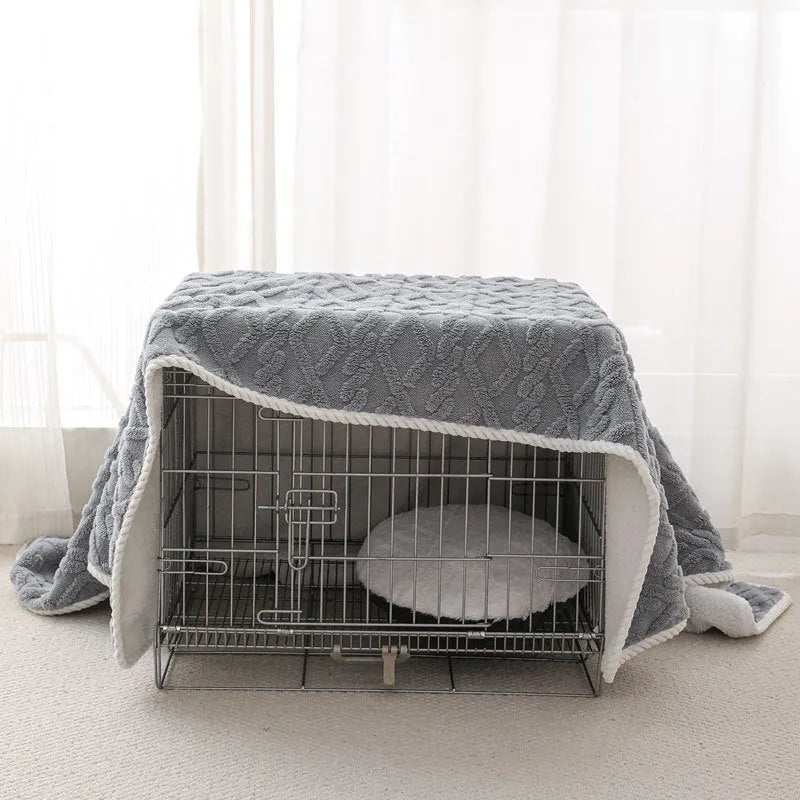 Soft thick warm waterproof machine washable pet plush blanket for dogs and cats in coffee colour size large