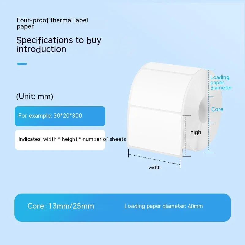 Roll of 160 bright white 40x40mm thermal paper adhesive label stickers for retail pricing
