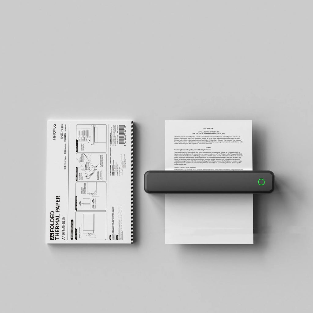 Bluetooth thermal printer for mobile phones in black or white with compact 295mm length