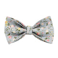 Blue floral polyester cotton dog collar set with matching leash, bow tie and vest accessories