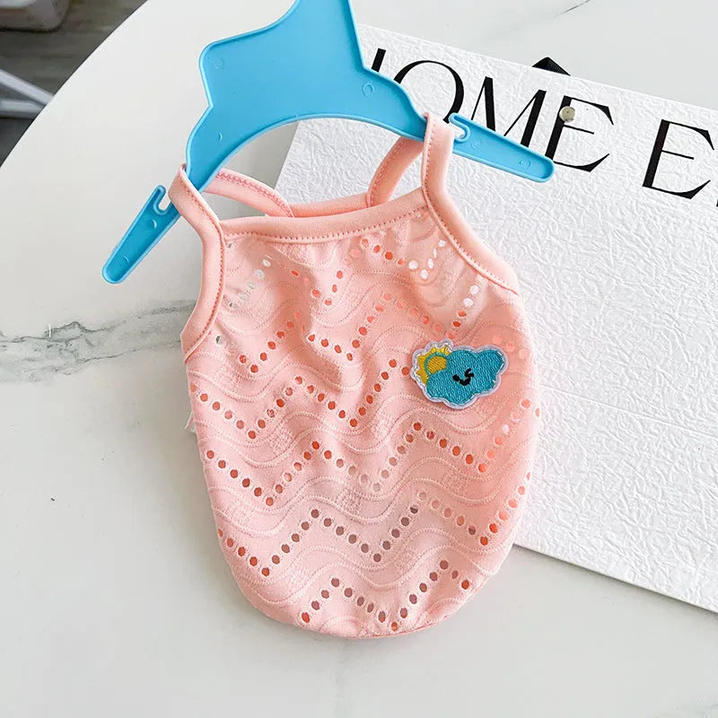 Mesh strap pet vest for dogs in blue colour with adjustable fastenings