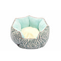 Blue octagonal pet sofa bed with a removable central mat for a small dog or cat.