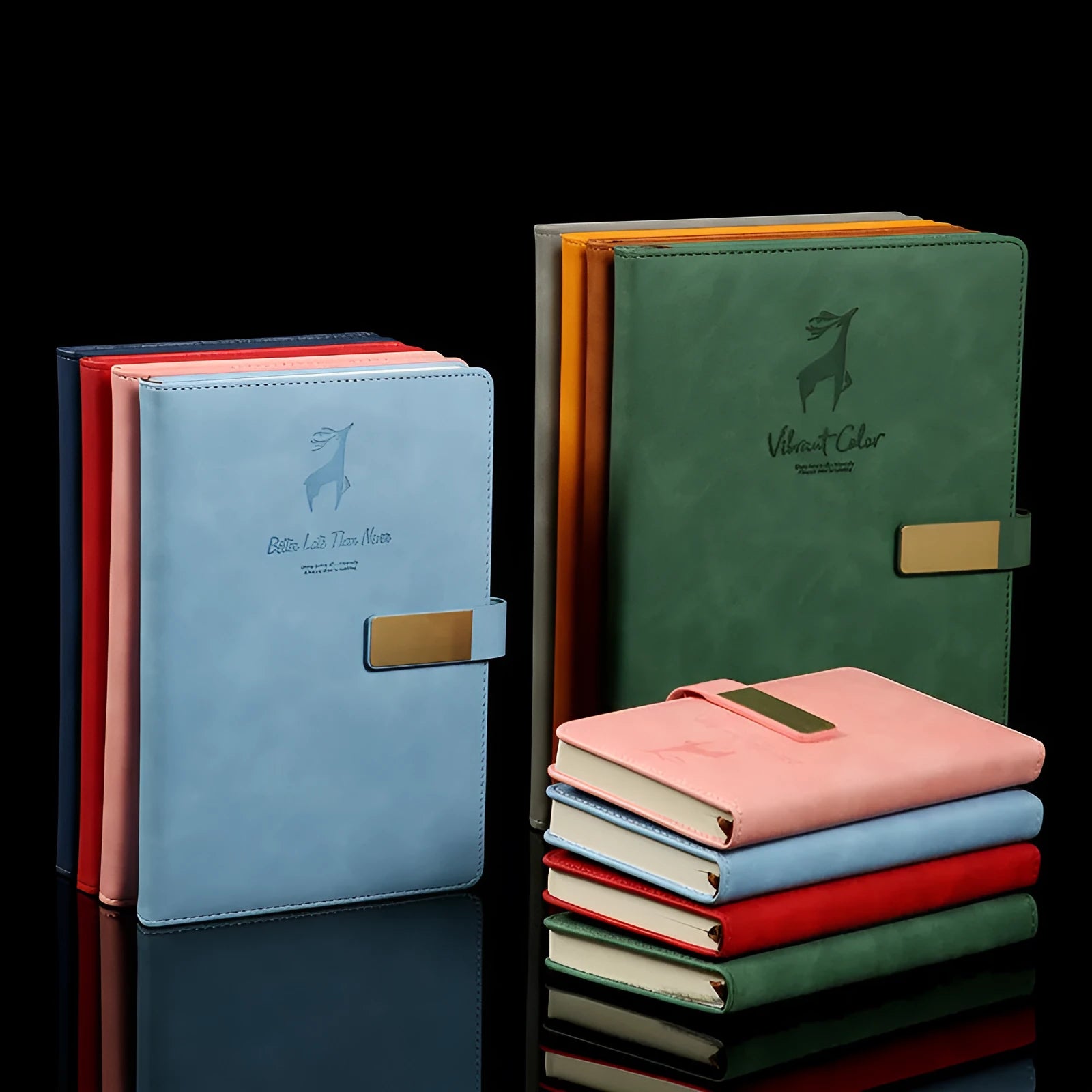 Deer Head PU leather notebook with 120 sheets and embossed cover in A5 size