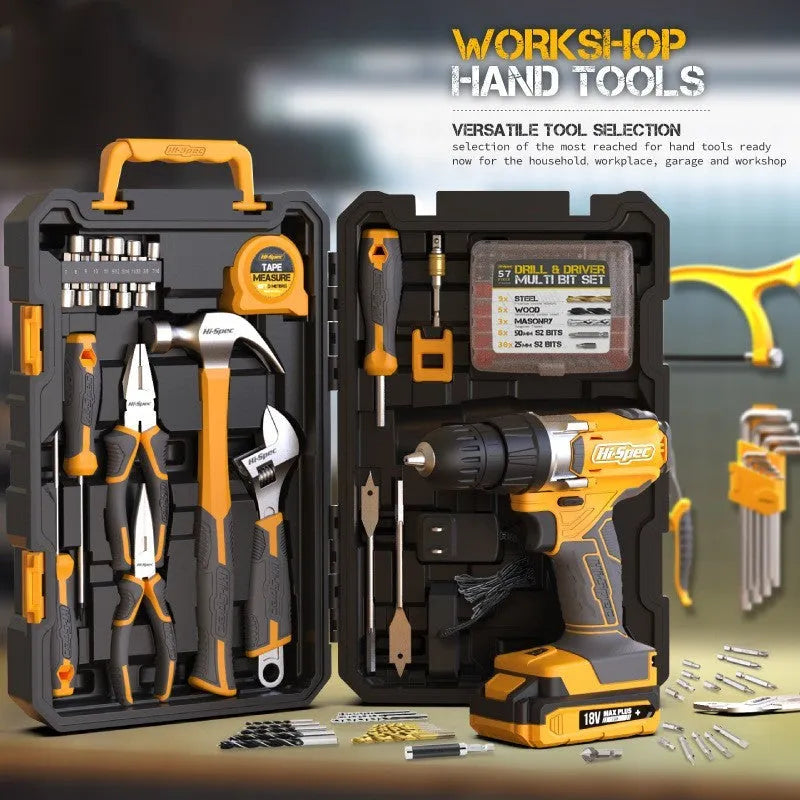 82-piece chrome-vanadium steel tool combo set for furniture installation in grey-yellow colour