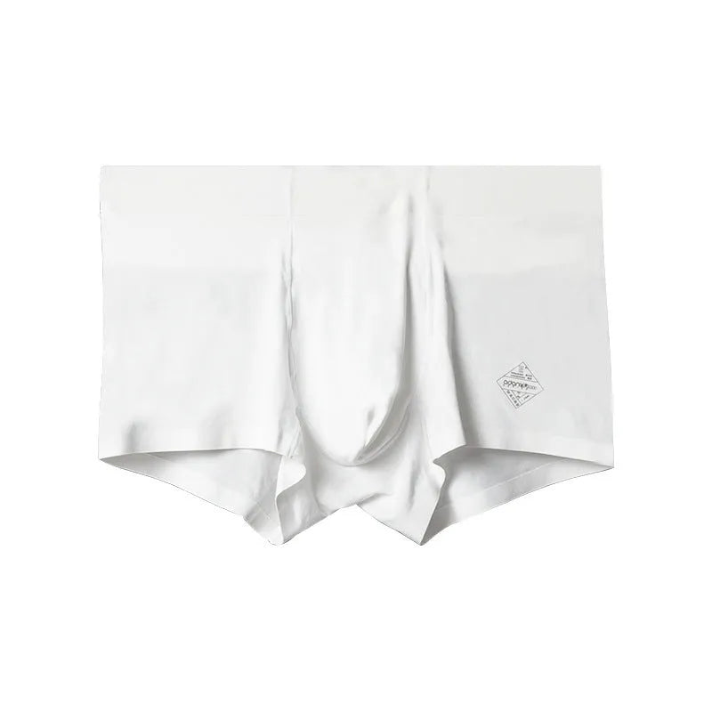 Seamless solid green modal men's mid-waist briefs for body shaping