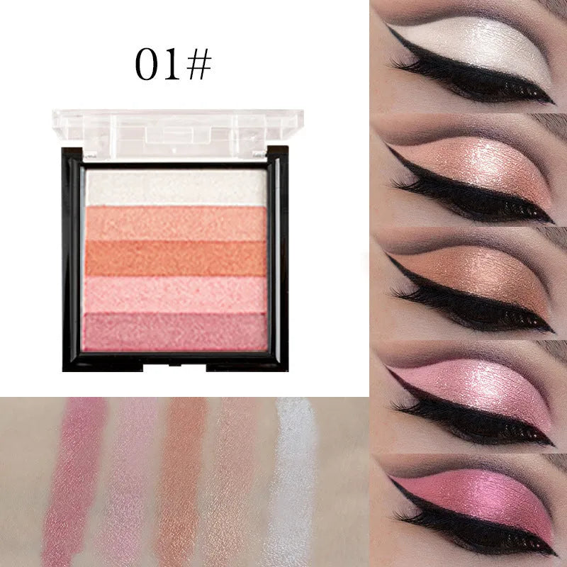 Highlight eye shadow plate with six colour options for contouring and three-dimensional brightening effects