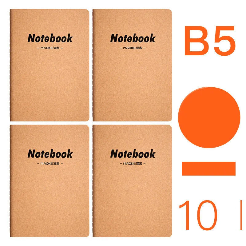 Set of 10 thread-bound softcover notebooks in various designs including kraft paper and printed patterns