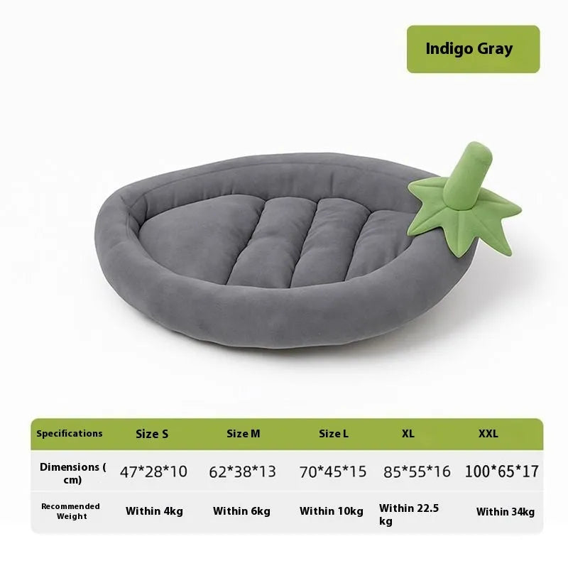 Washable cloth dog bed mat in purple colour, shown in a large XXL size