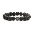 Men's stainless steel bracelet with a large 19mm geometric bead of Volcano-colour agate stone.