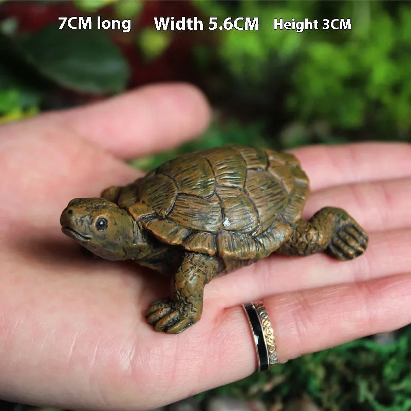 Realistic resin turtle decoration for miniature gardens and displays with natural colour variations
