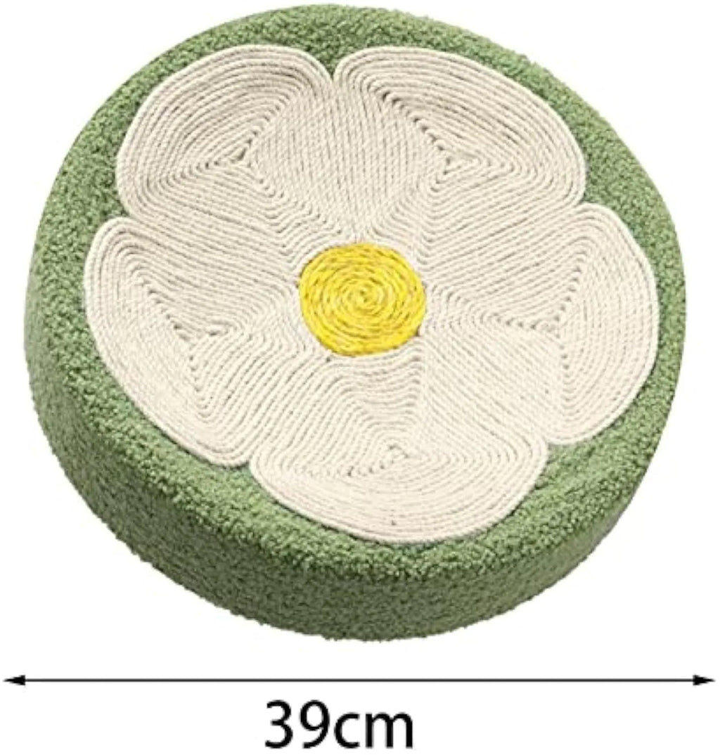 Green round sisal cat scratcher bowl lounger bed measuring 39cm diameter
