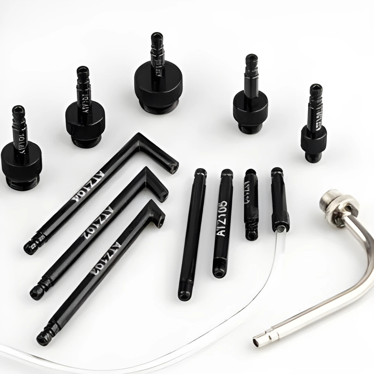Thirteen-piece automatic transmission oil refuelling tool kit with injector and wave box connector