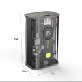 Transparent yellow industrial power bank showing internal aluminium battery case with 10000mAh capacity