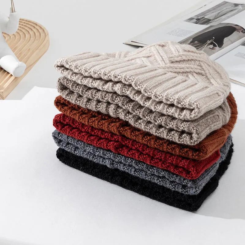 Wool women's knitted winter hat with dome crown in six colour options