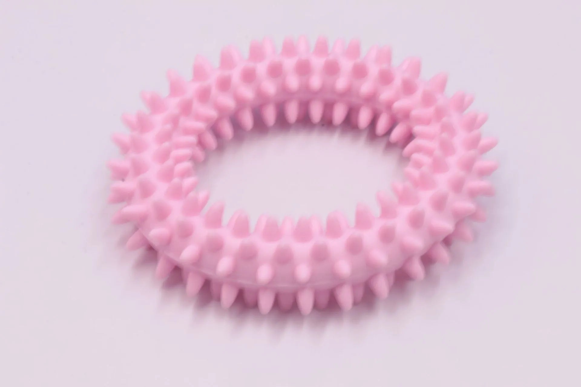 TPR spiky circle ring dog chew toy with dental cleaning nubs in blue colour