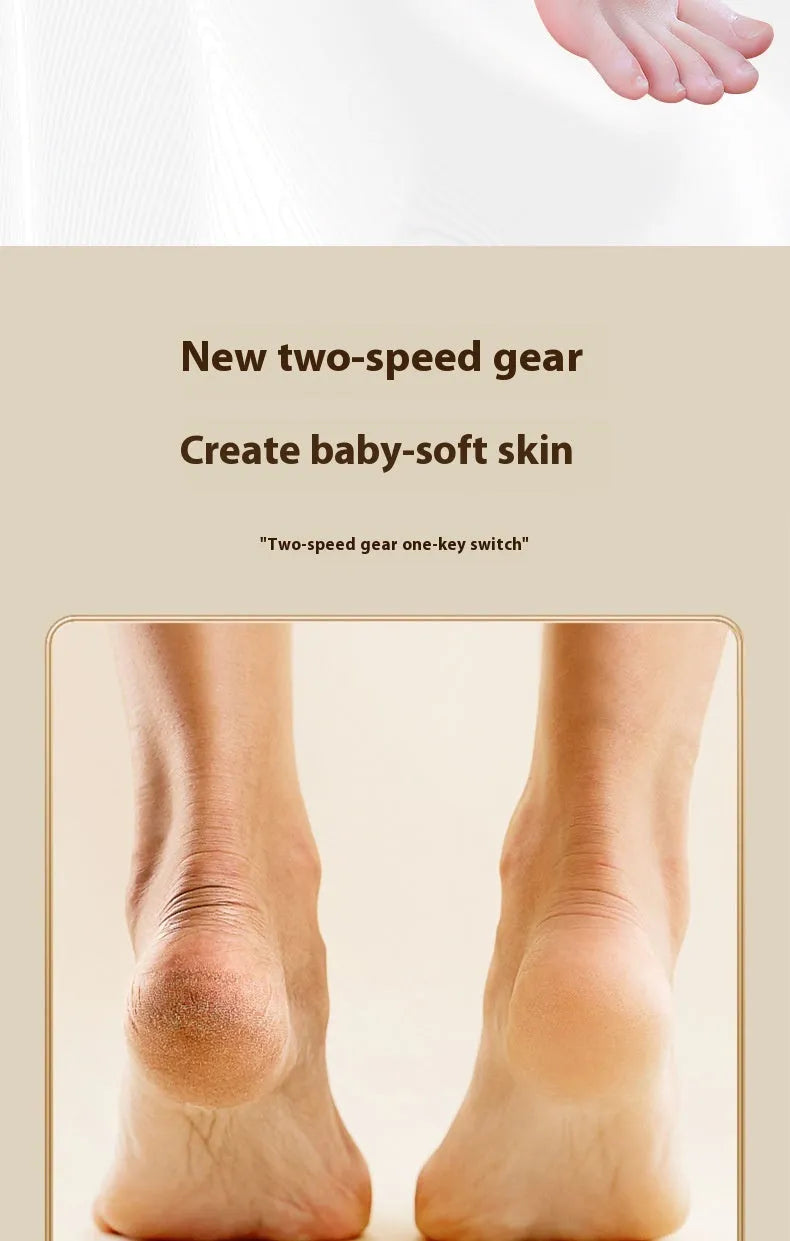 White electric foot grinder with coarse and fine grinding heads for dead skin and callus removal with auto debris suction