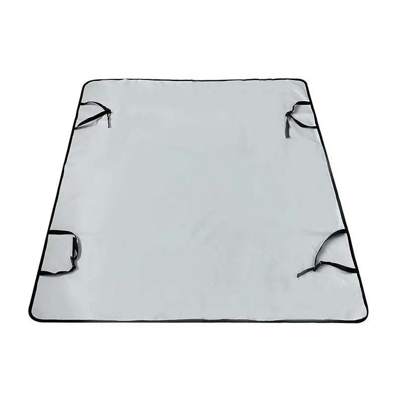 Waterproof cloth car pet mat for rear seat with dog bone print design on a grey background.