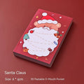 Christmas cartoon sticky notes stationery book with holiday designs including elf, gift, sled and Santa Claus