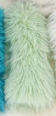 Plush cat toy pillow with crinkle paper in blue, green, pink and white colours measuring 27cm by 10cm