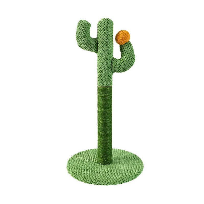 Cactus cat scratch board and climbing pole pet toy in cotton thread.