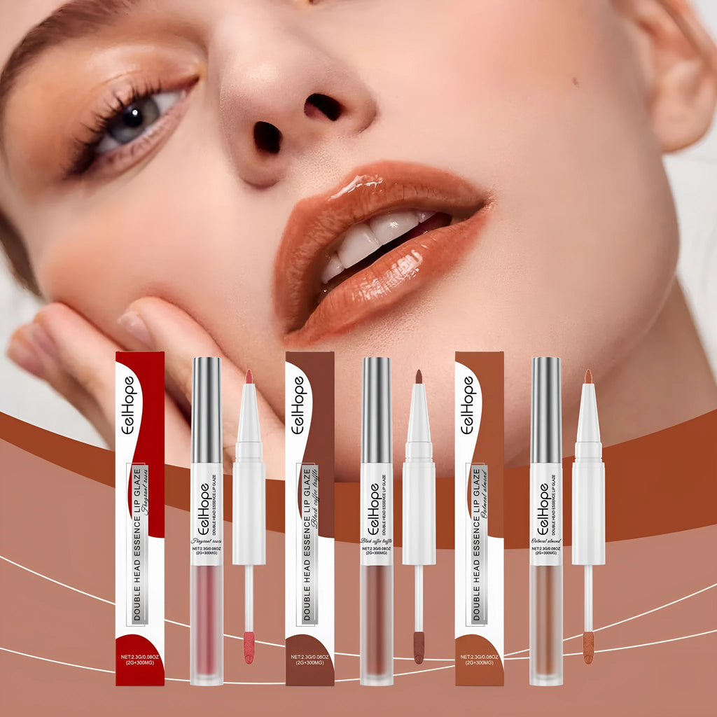 Double-headed lip liner and lip lacquer pen lipstick shown in packaging.