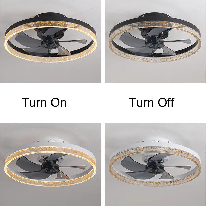 Nordic-style ceiling fan lamp with remote control and LED lighting in 50cm diameter
