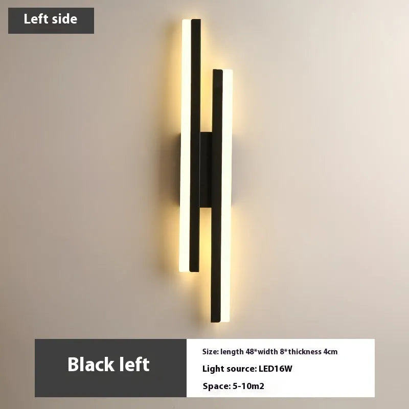 Scandinavian minimalist LED wall light with acrylic lampshade in black or gold finish