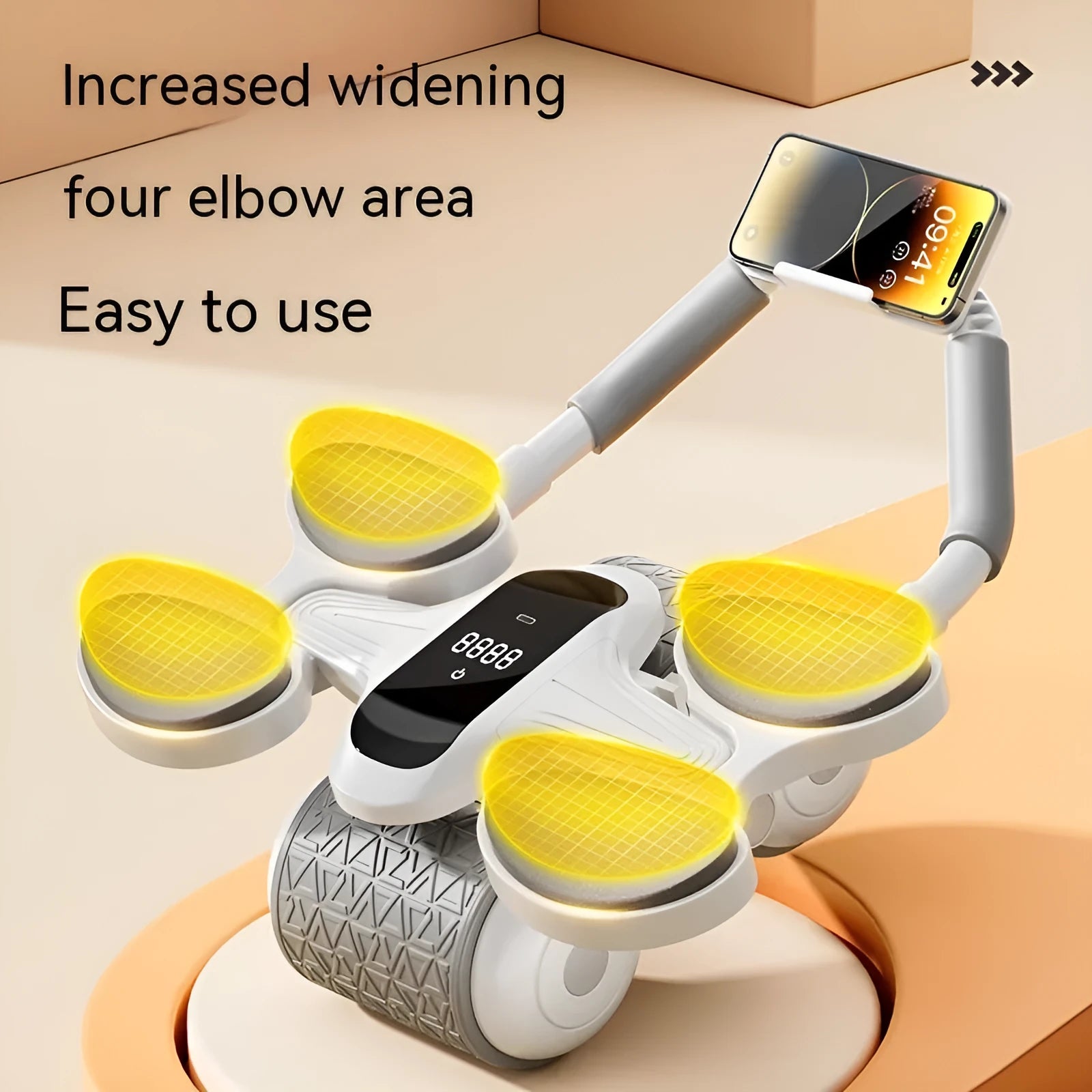 White LED timing fitness roller equipment for belly contraction and rolling exercises