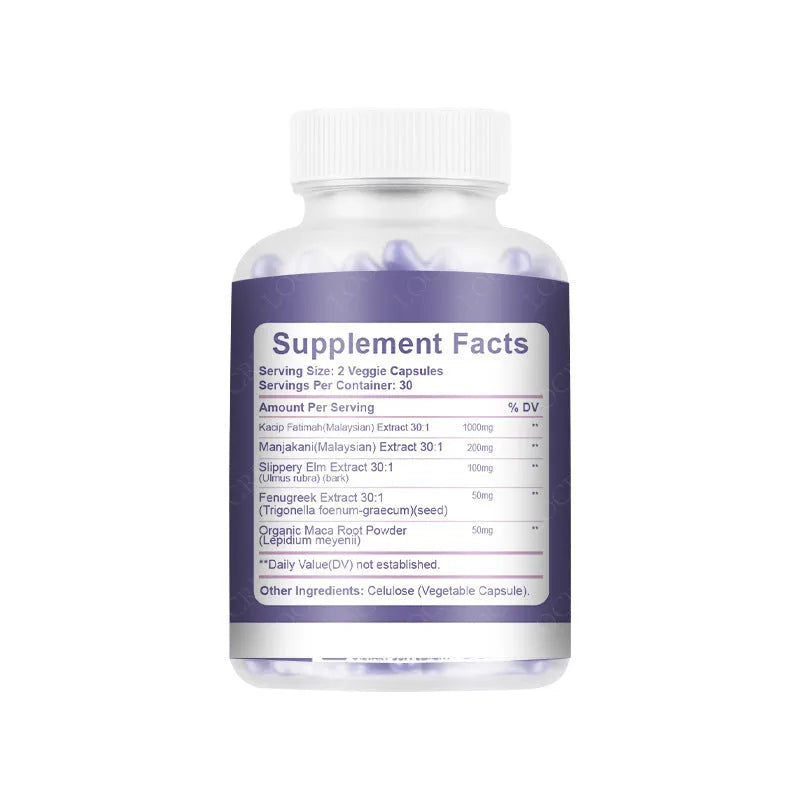 Bottle of 60 vaginal capsules for adult women's feminine wellness supplement