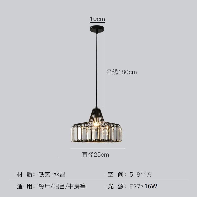 Modern crystal ceiling pendant lamp with LED lighting in gold finish showing crystal decorative elements