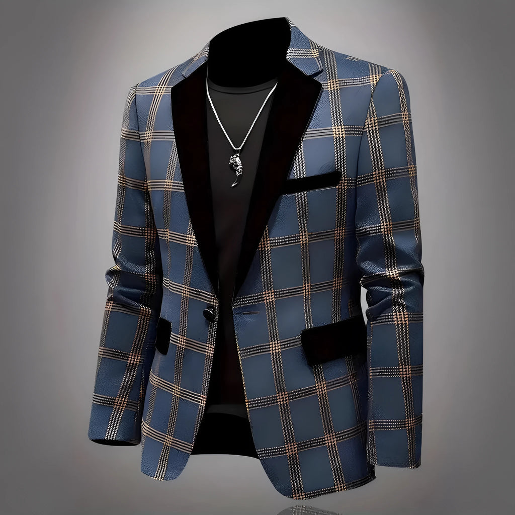 Slim fit light business suit jacket for men in blue, brown, and black, polyester viscose blend, straight version