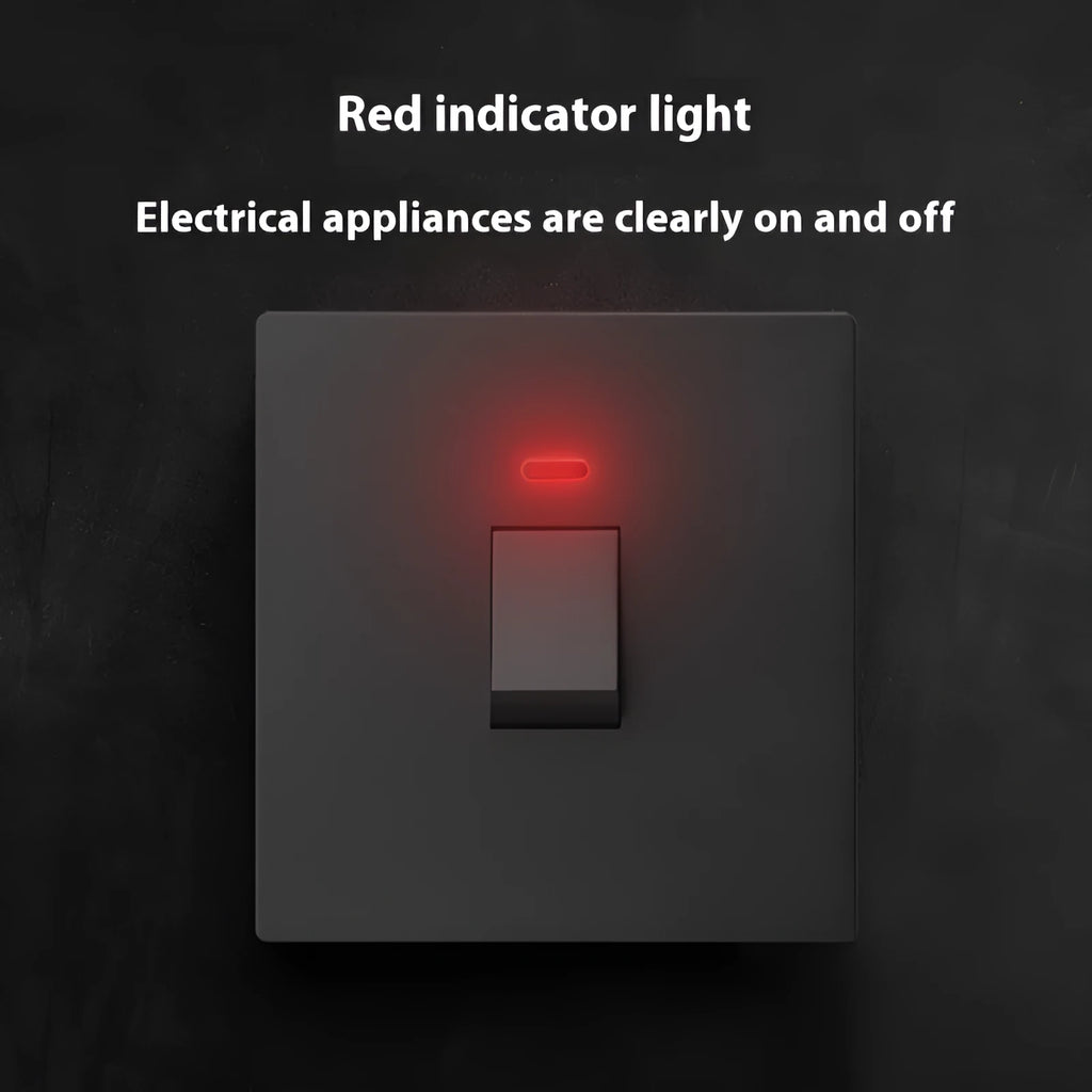 Curved rack double break electrical switch with LED indicator light in gold finish