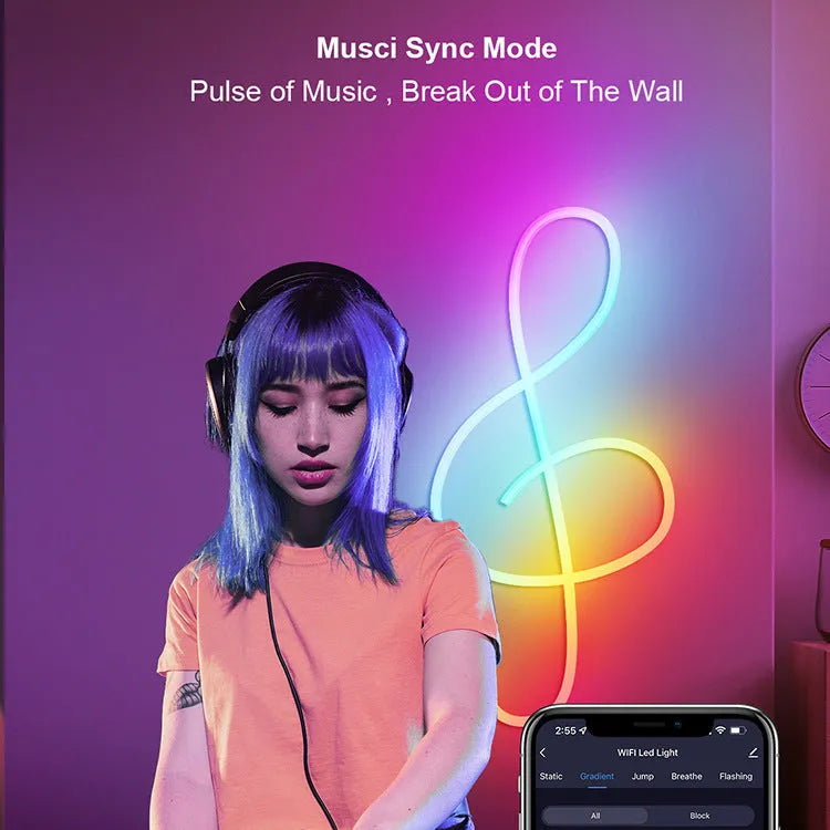 3 metre RGB magic colour Bluetooth WIFI phantom neon LED strip lights with remote control