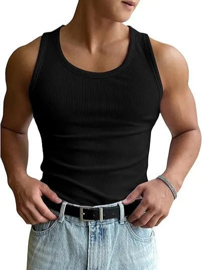 Men's grey polyester fitness t-shirt with wool lining showing front and back views
