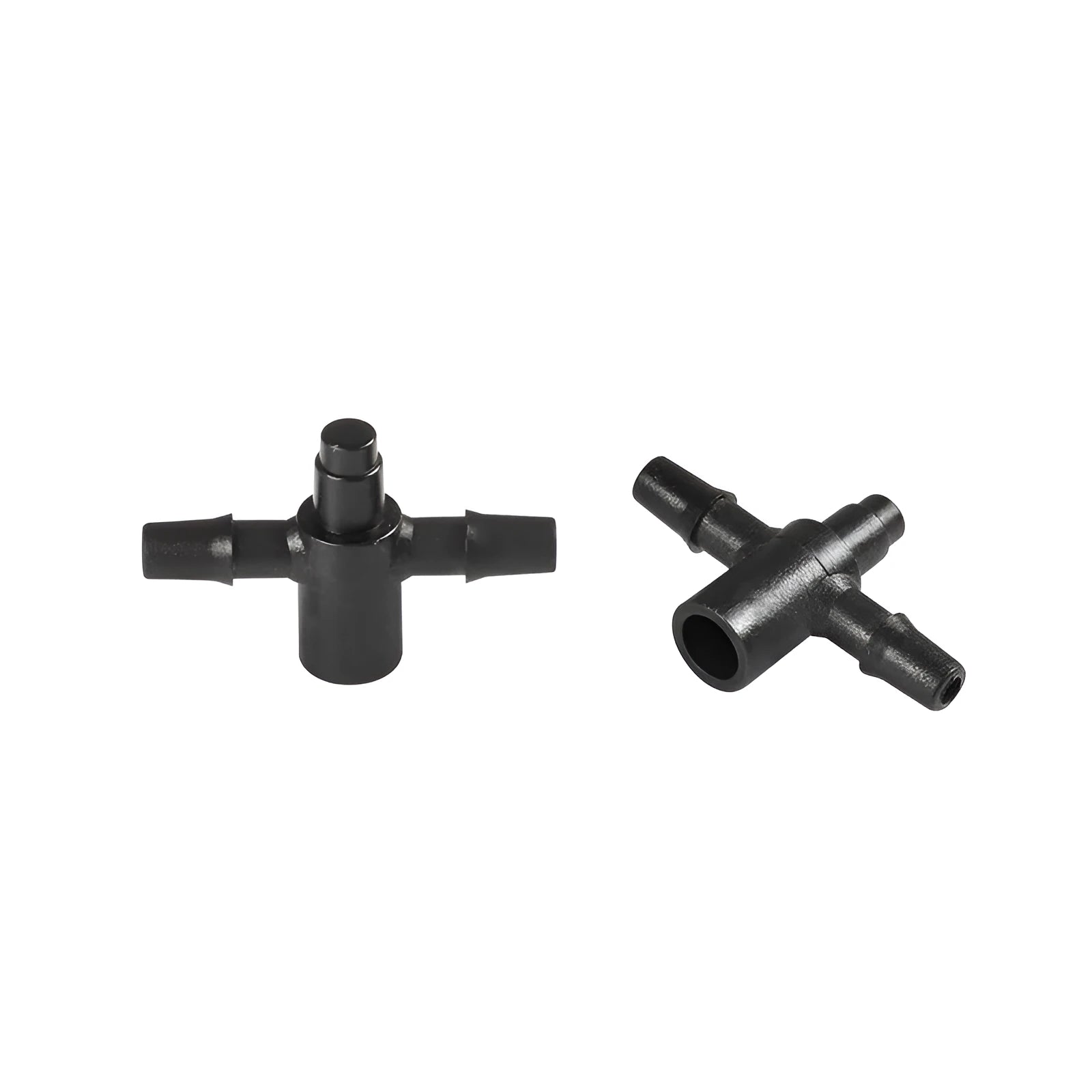PE plastic tee joint water distributor for micro spray irrigation systems.